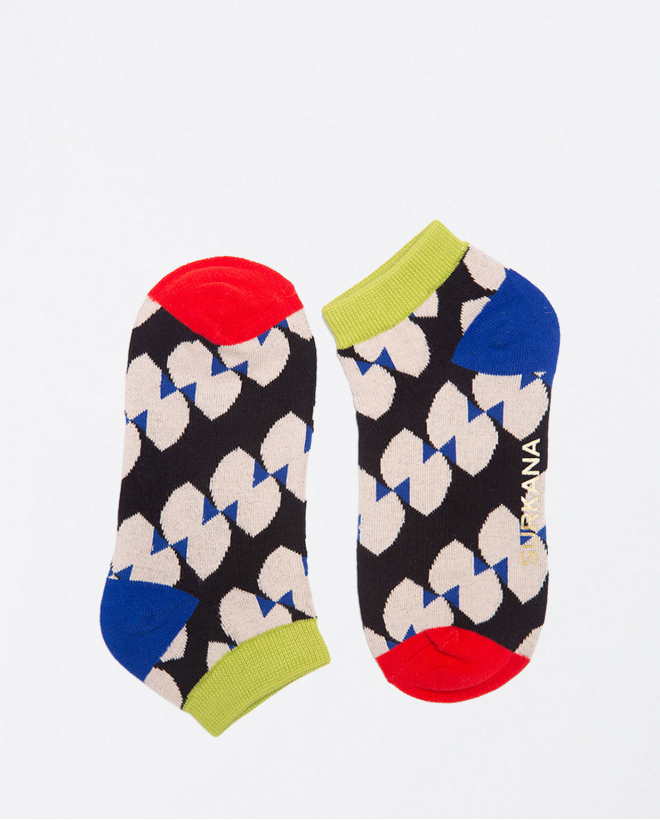 Printed knitted ankle socks Black