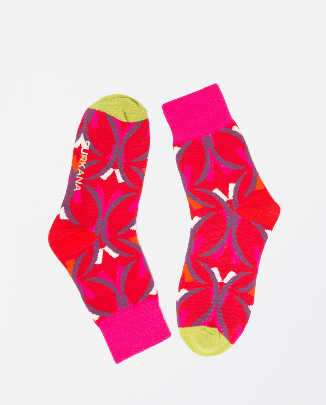 Chaussettes courtes imprimées en tricot Rouge