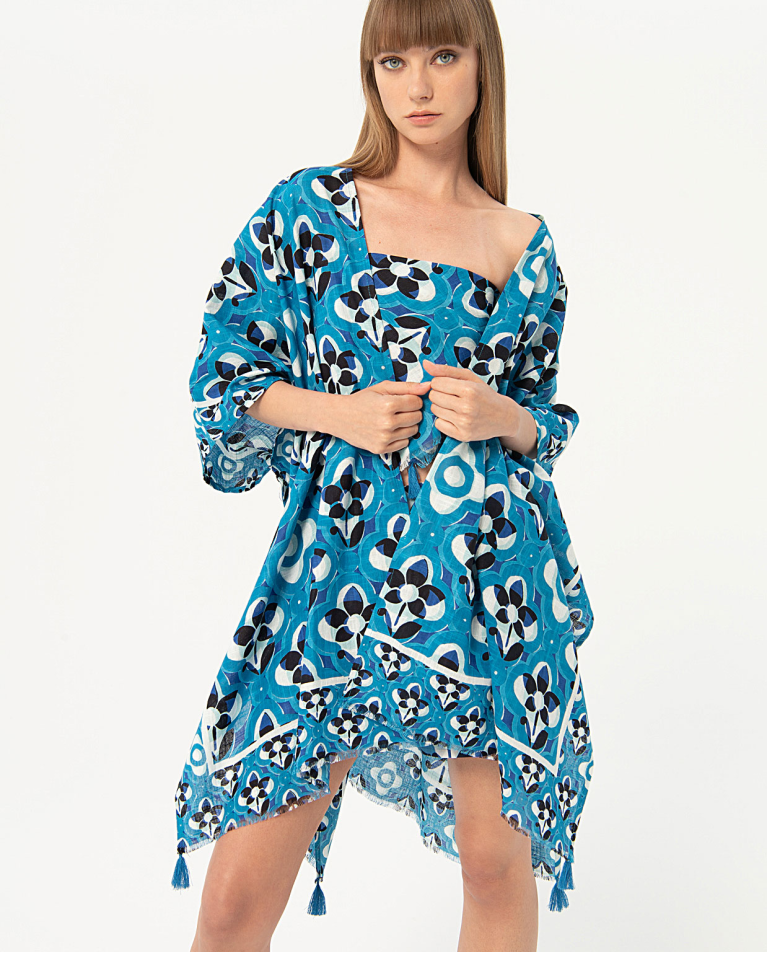 Open short kimono Blue