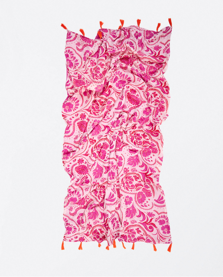 Printed beach towel Fushia