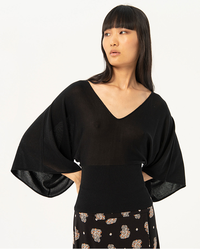 Bat sleeve tricot sweater...