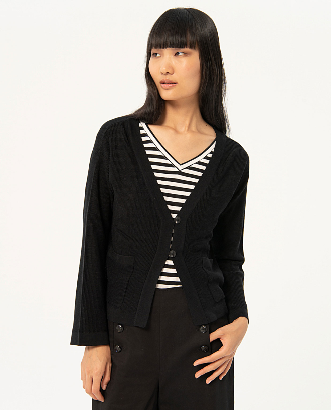 Cardigan court en tricot Noir