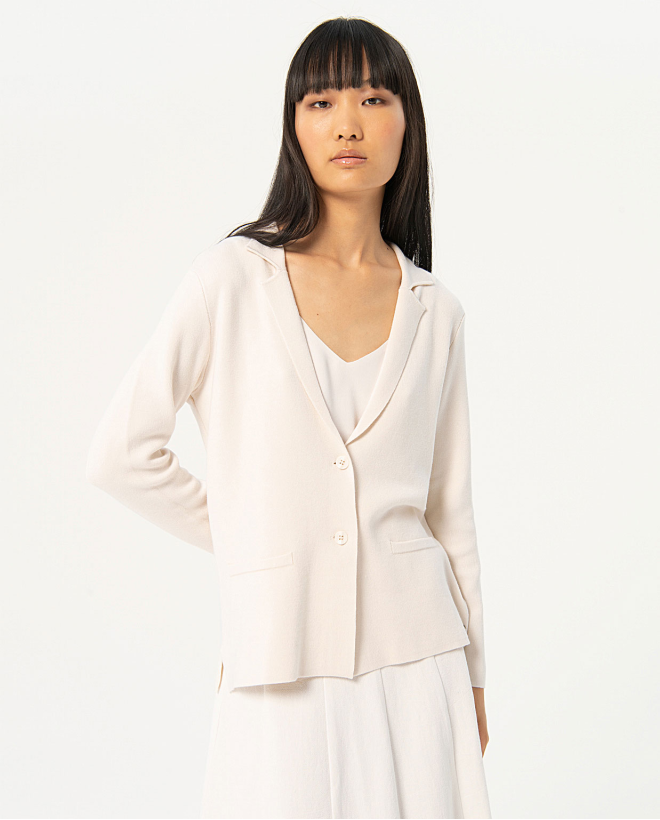 Plain knit cardigan White