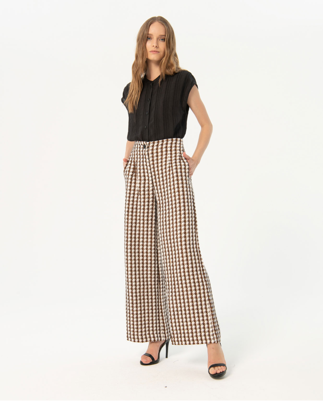 Tweed long pants Black