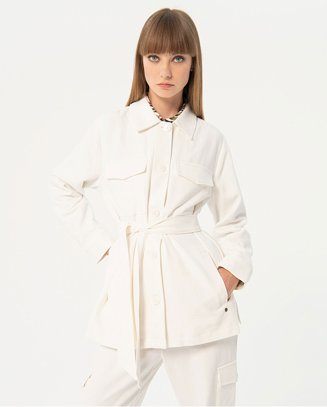 Plain sahariana jacket White