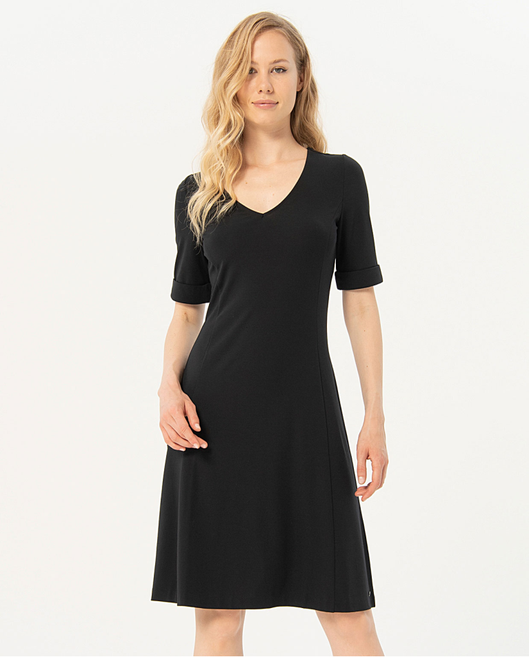 Robe midi stretch unie Noir