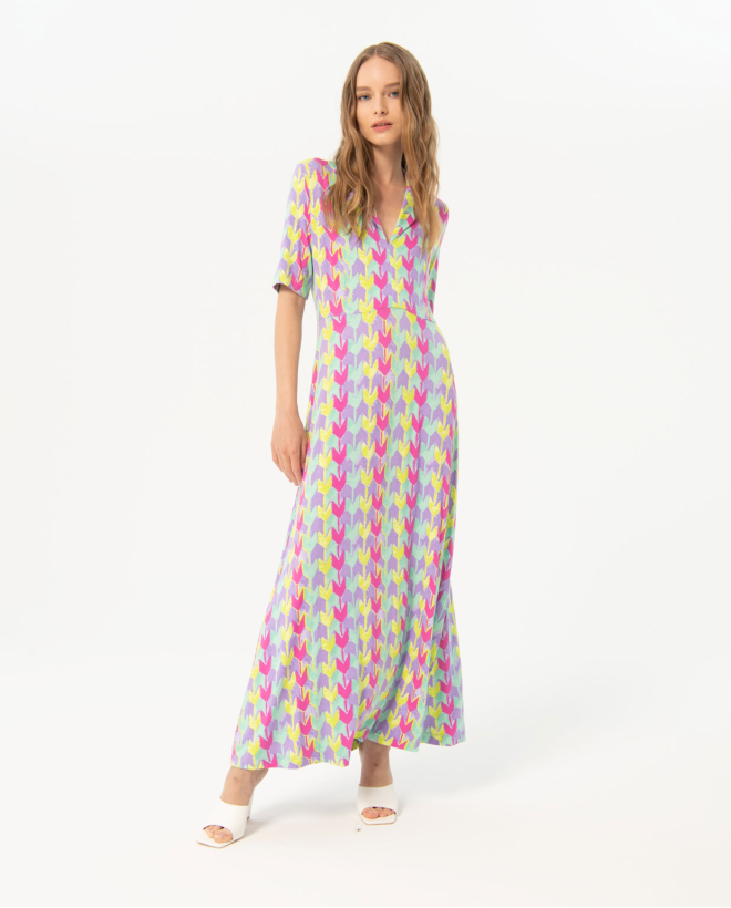 Long printed shirt dress Multi