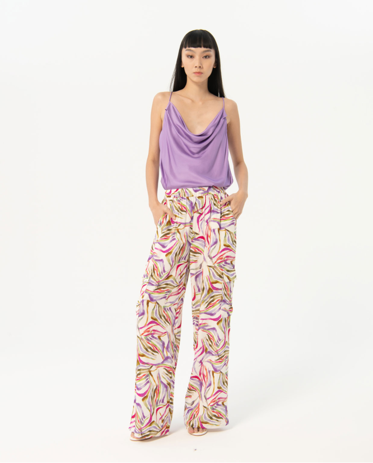 Printed flowing cargo pants Multi