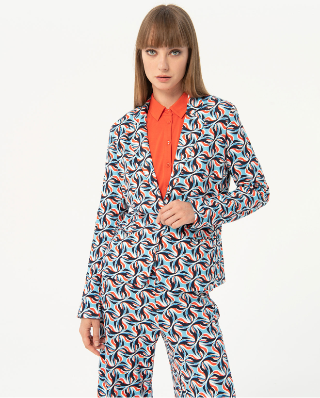 Printed elastic blazer Blue