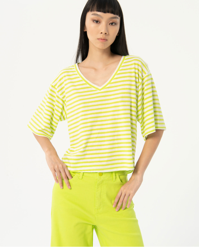 Wide striped cotton t-shirt...