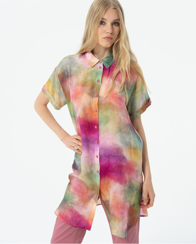 Printed short sleeve long shirt Multi