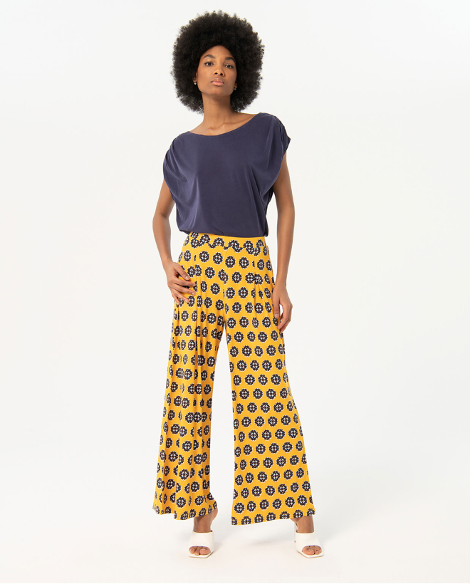 Elastic long wide leg pants...