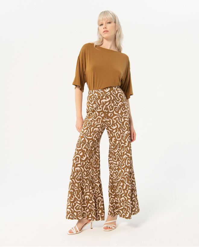 Printed ruffle long pants...