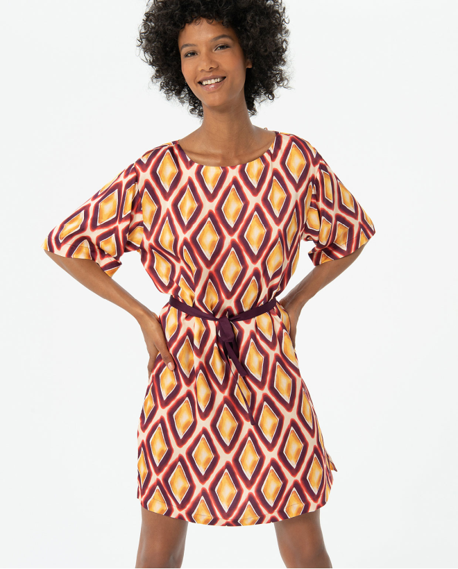 Printed satin tunic dress...