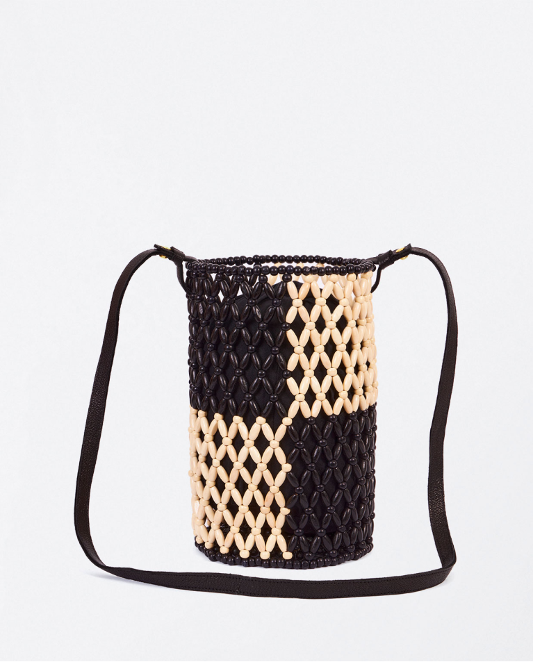 Beaded shoulder bag Black