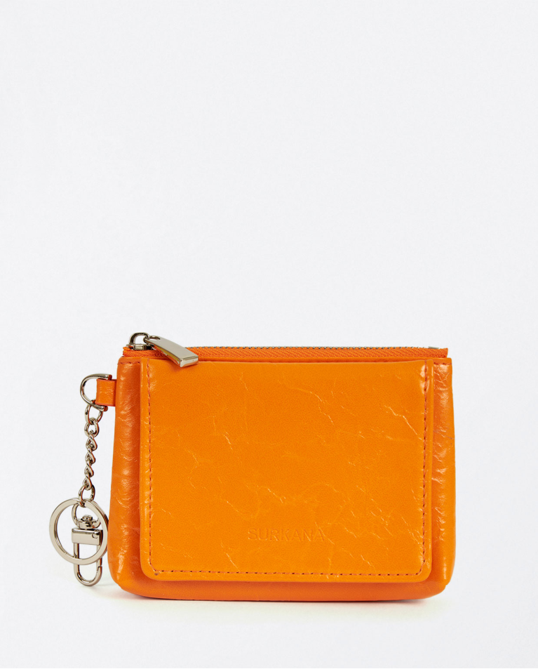 Patent leather card holder purse Orange