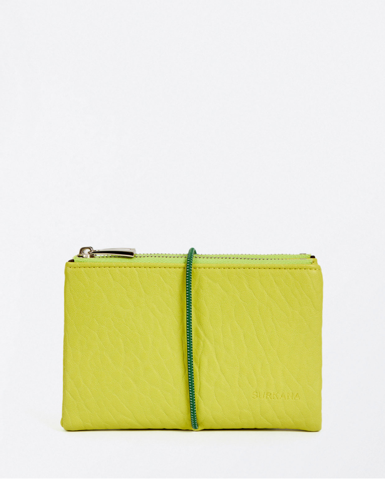 Smooth textured small wallet Acid green