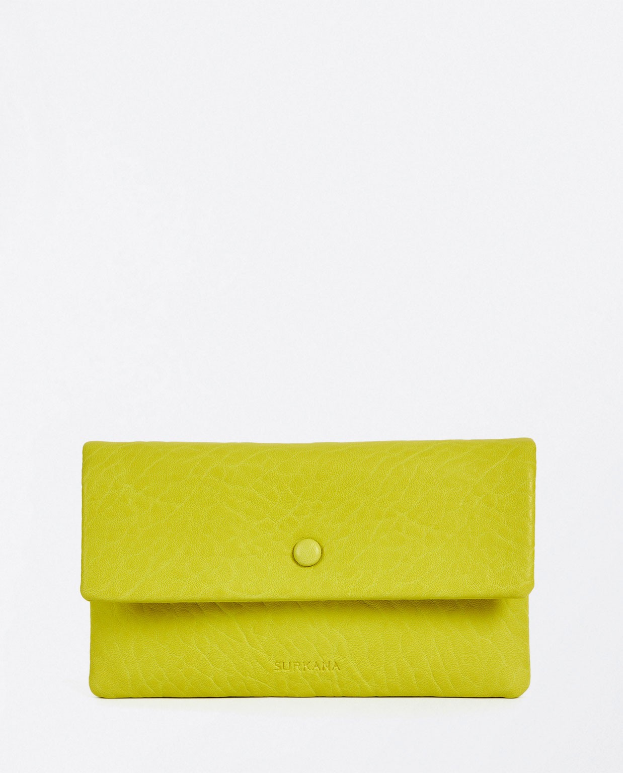 Smooth textured large wallet Acid green