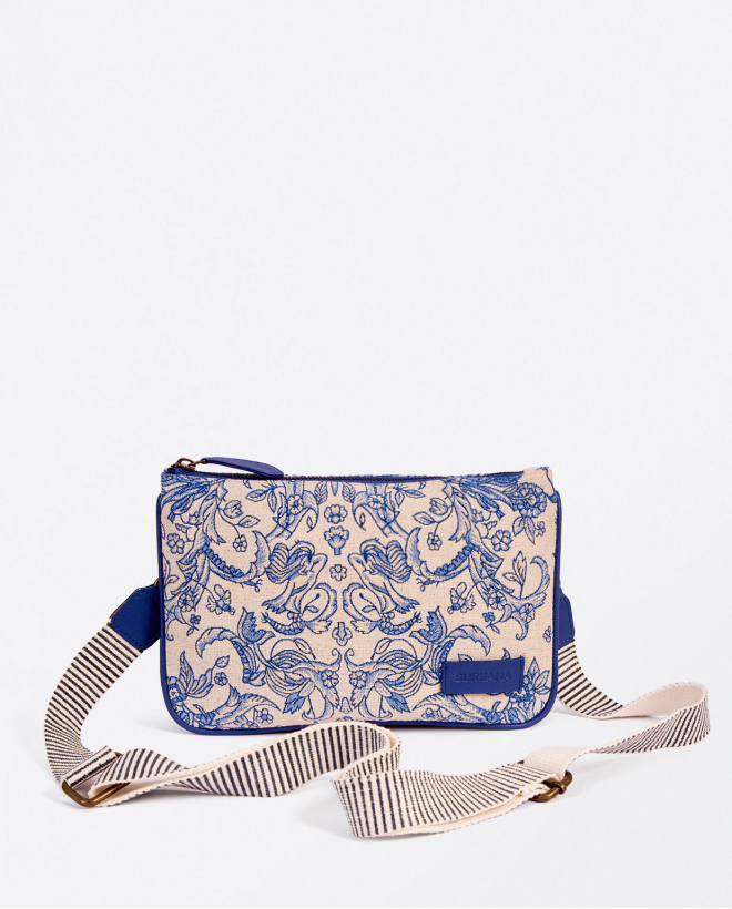 Sac à bandoulière en jacquard Bleu