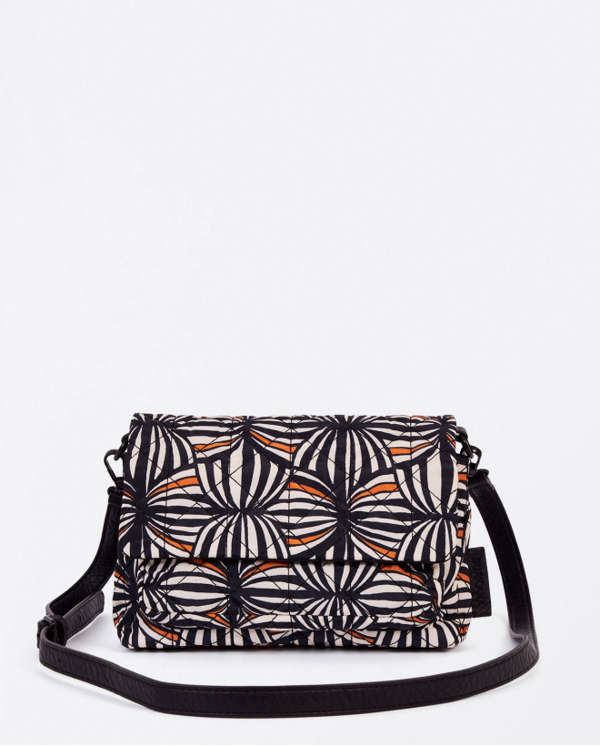 Quilted printed shoulder bag Black