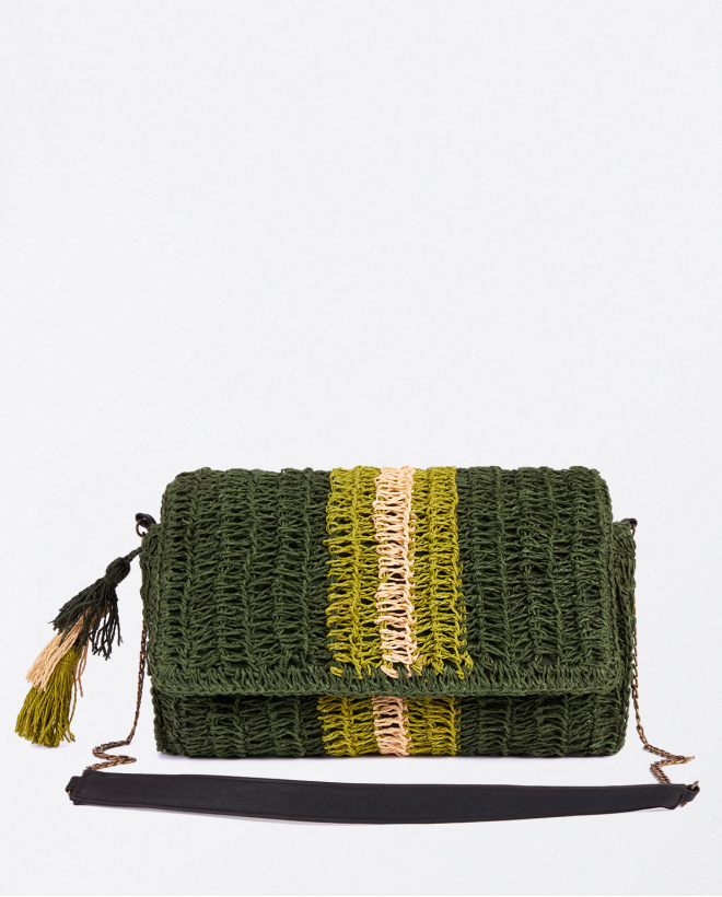 Color raffia shoulder bag...