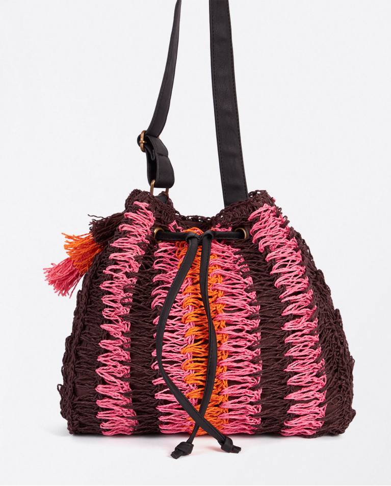 Raffia bombonera bag Brown