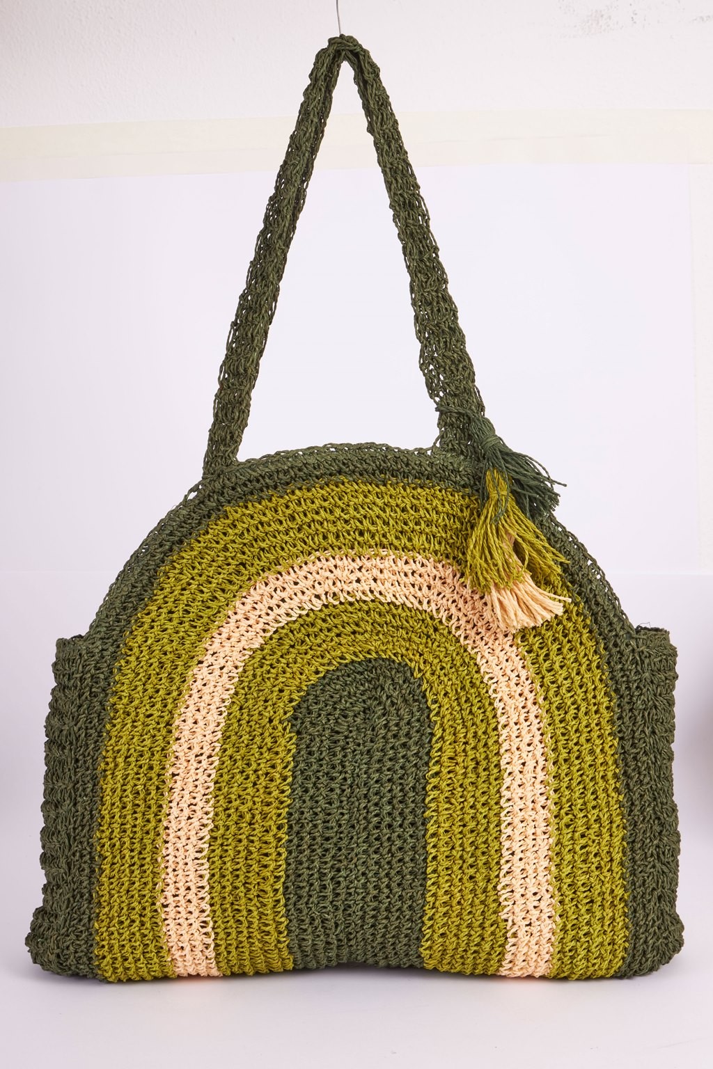 Round raffia shopper Green