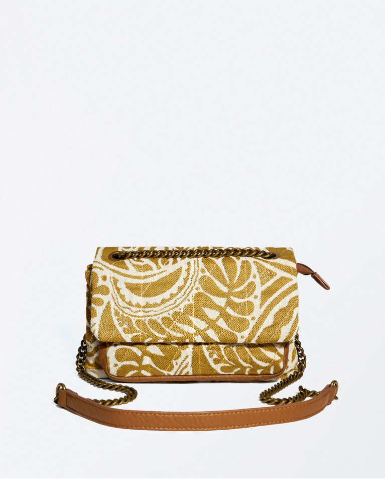 Quilted jacquard shoulder bag Khaki