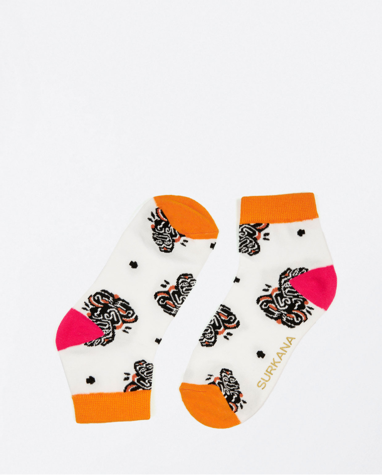 Printed ankle socks White