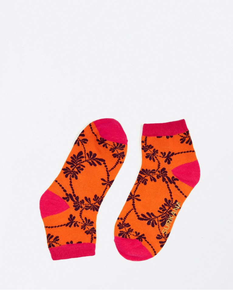 Printed ankle socks Coral