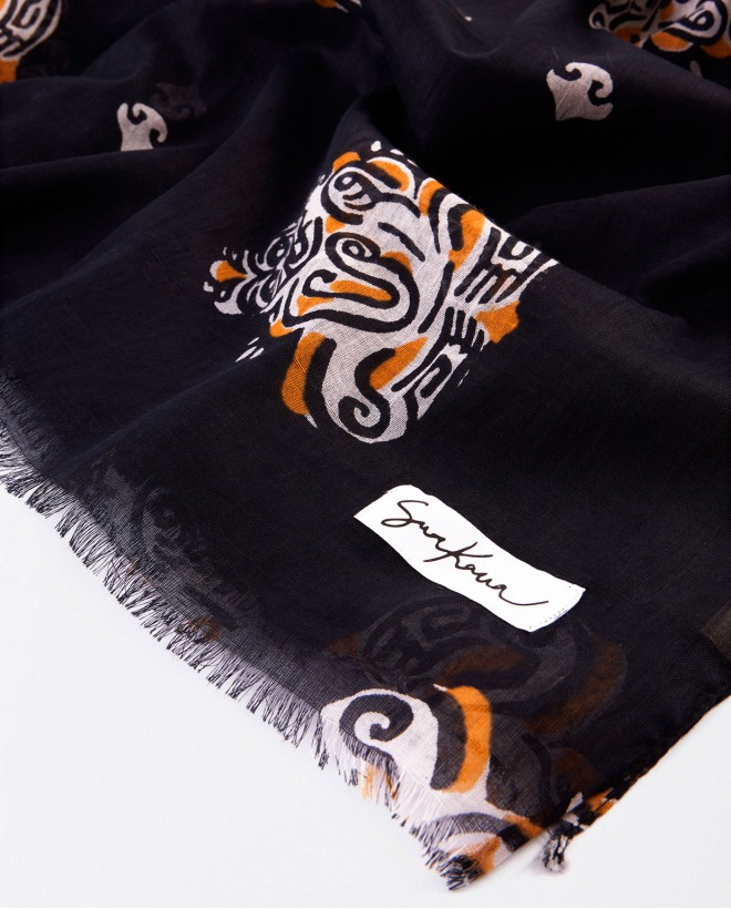 Foulard paréo imprimé Noir