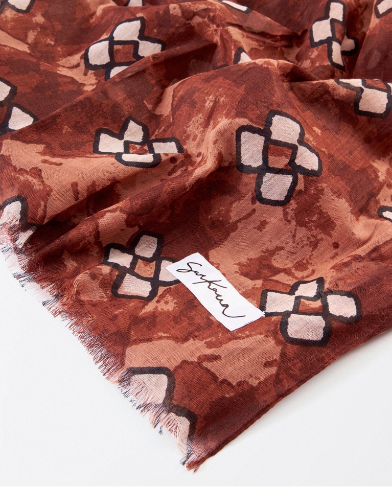 Printed sarong scarf Brown