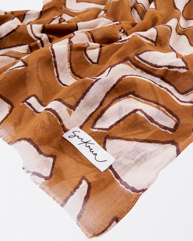 Printed sarong scarf Khaki