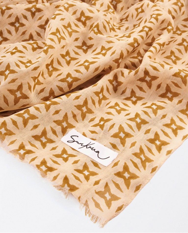 Foulard paréo imprimé Beige