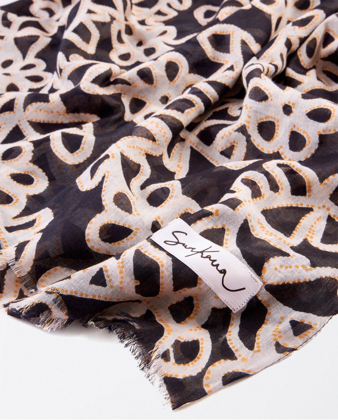 Foulard paréo imprimé Noir