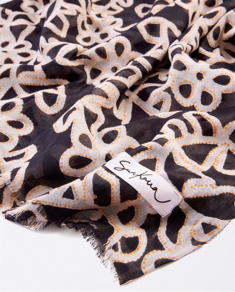 Printed sarong scarf Black