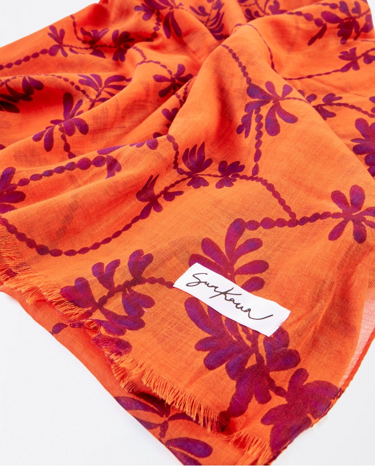 Foulard paréo imprimé Corail