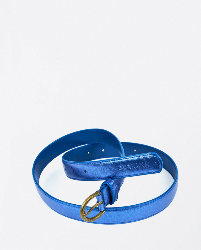 Ceinture fine unie de base Bleu