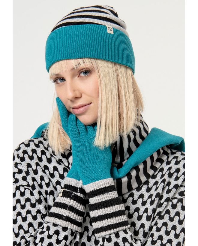 Bonnet tricoté combiné Turquoise