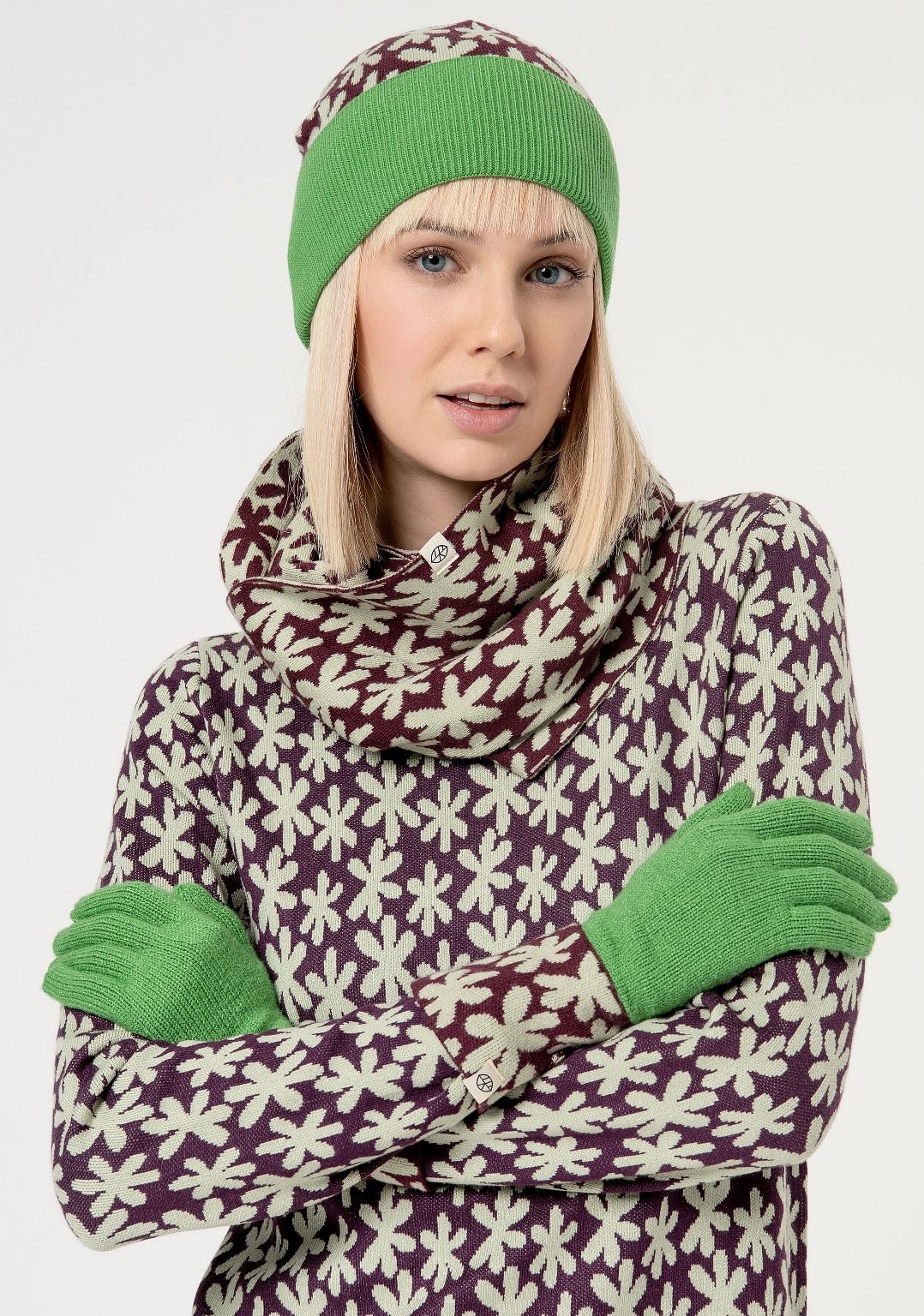 Combination knitted collar Acid green