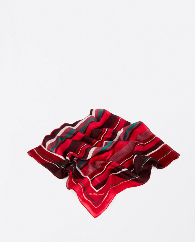 Printed silk scarf Red