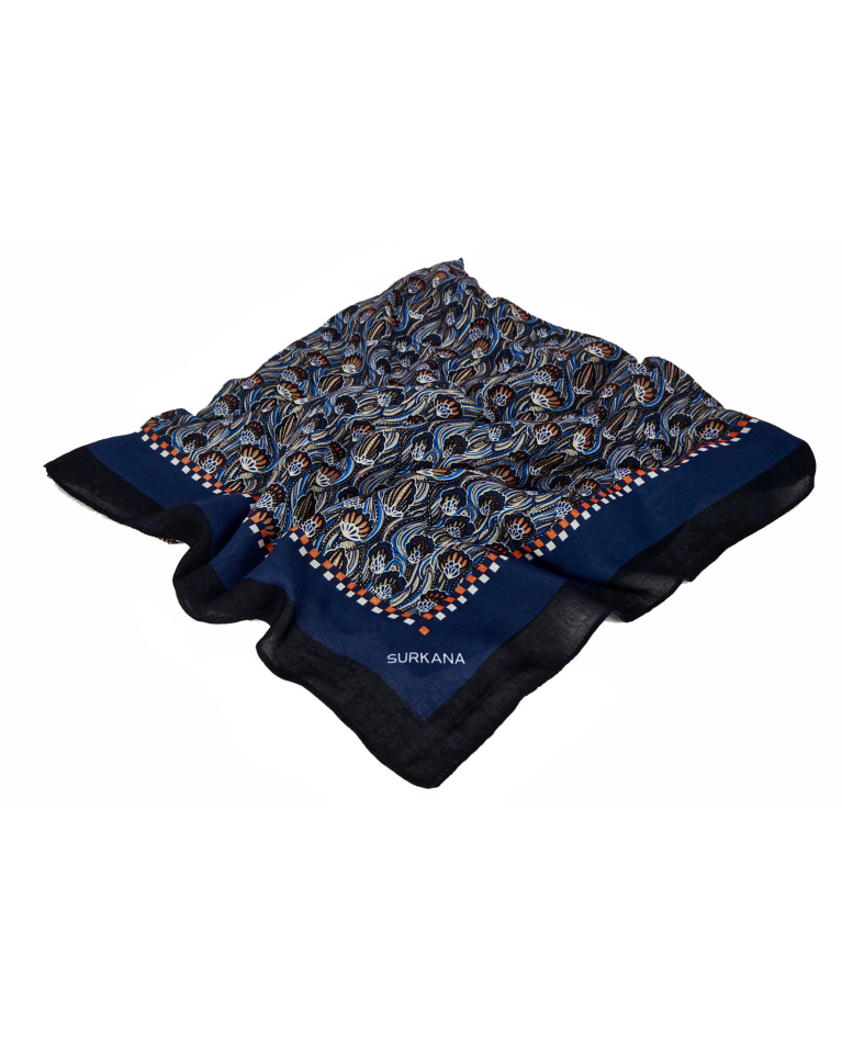 Printed viscose scarf Blue