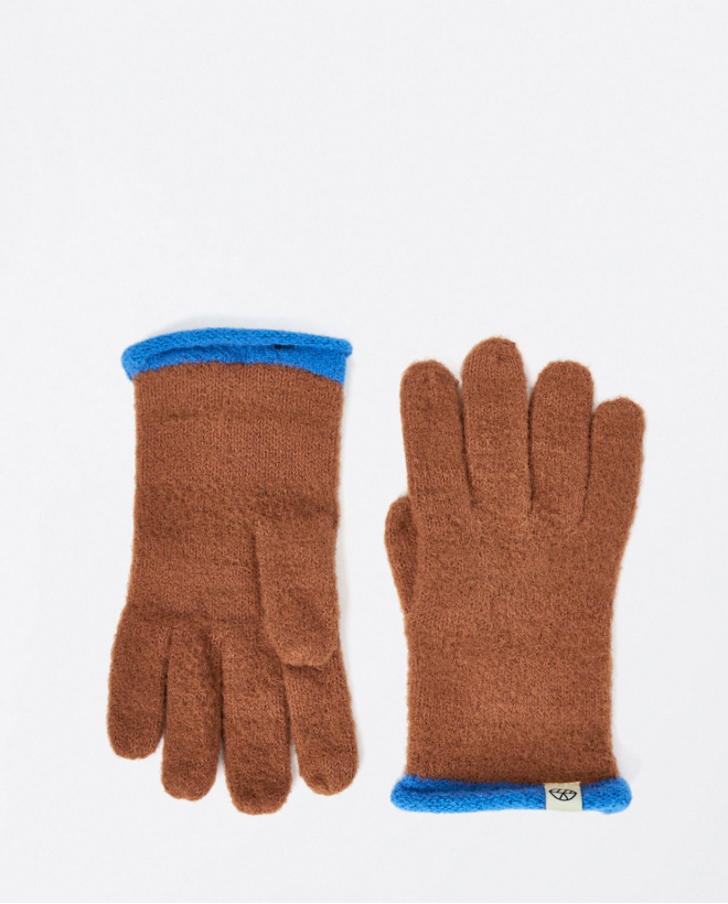 Gants avec détails contrastés Marron