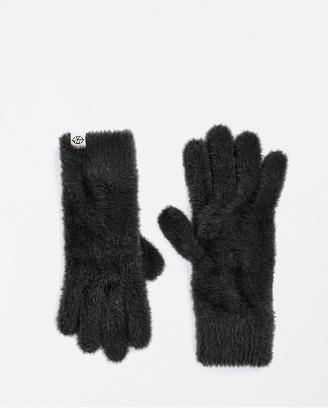 Gants tricotés unis Noir