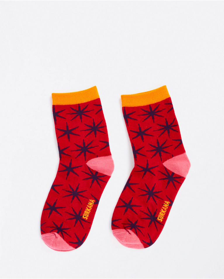 Chaussettes moyennes en jacquard Rouge