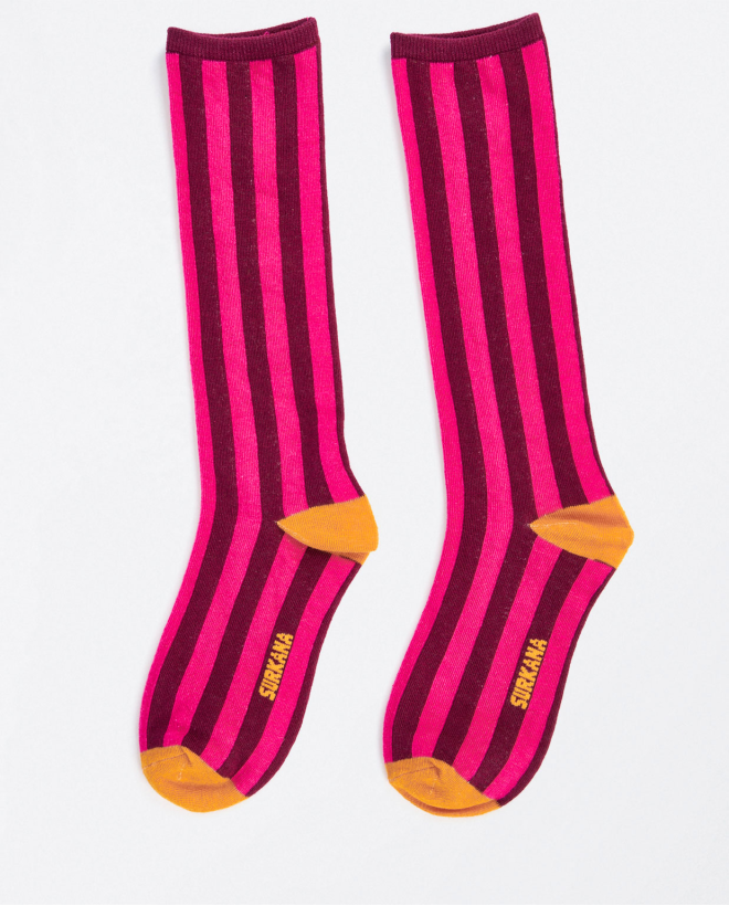 Chaussettes jacquard hautes Fushia