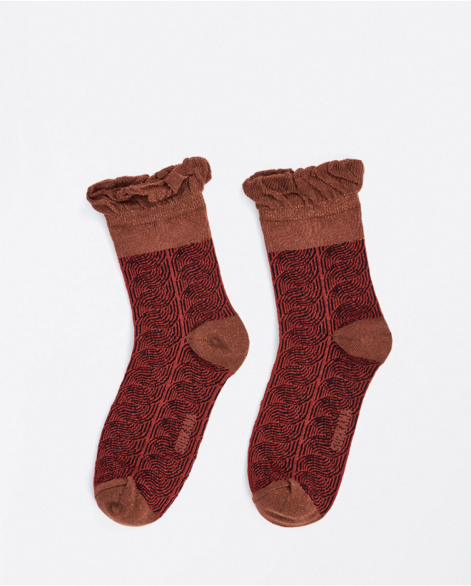 Chaussettes moyennes en lurex Rouge