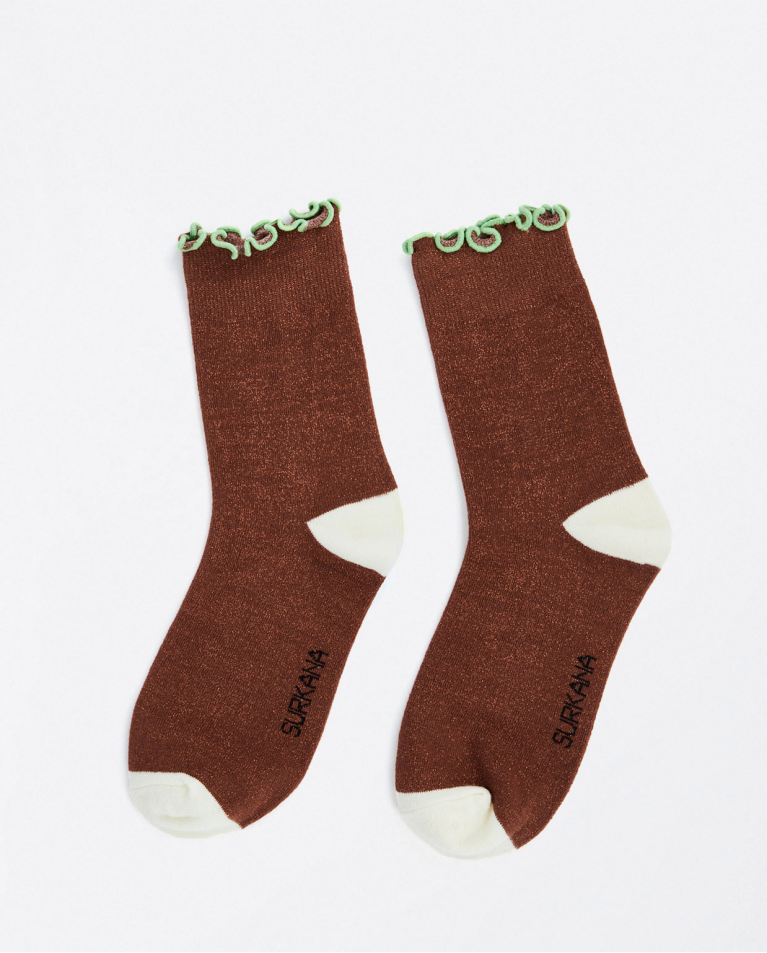 Chaussettes moyennes en lurex Cuivre