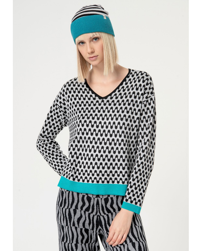 Geometric jacquard sweater...