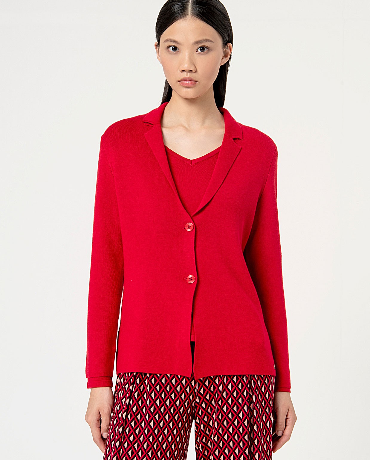 Stretch knitted blazer Red